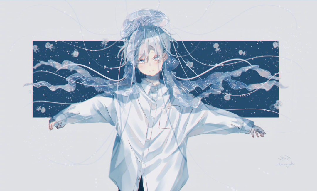 颜色丰富明亮吸引人的治愈系插画,蓝色星空插画