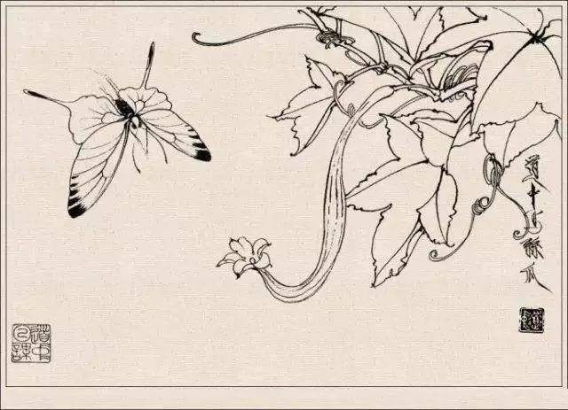 工笔草虫白描王道中,写意花鸟画草虫绘画过程分享