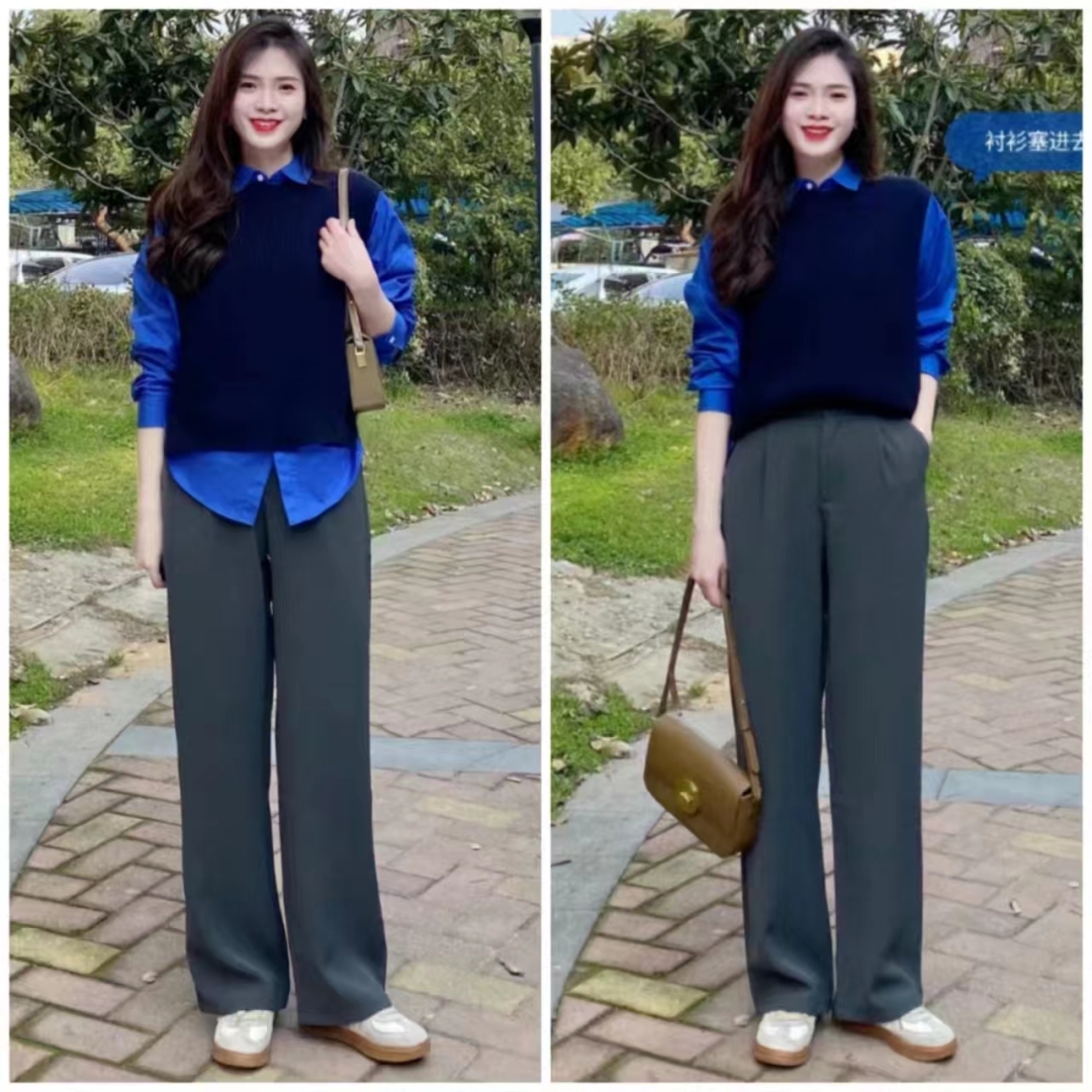 外穿洋气马甲搭格子衬衣,衬衫马甲叠穿什么外套