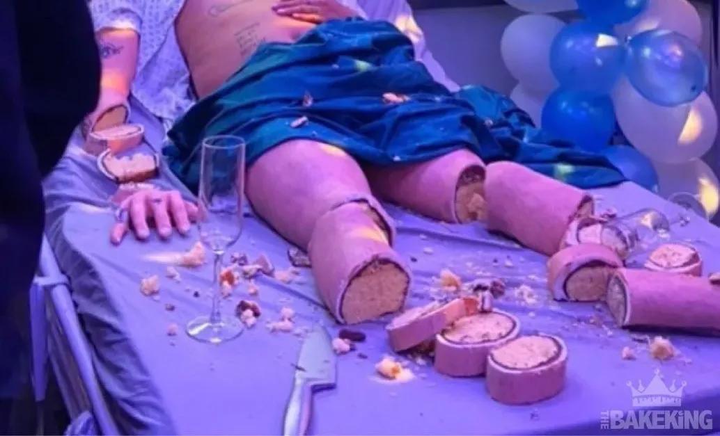 外国小哥制作魔法蛋糕,人体模型蛋糕