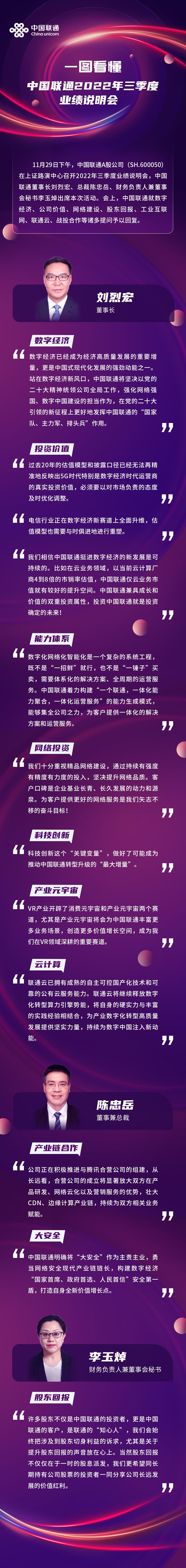 中国联通三季度报表,中国联通第三季度业绩公布时间