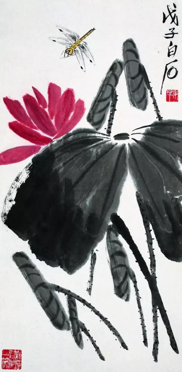 齐白石秋荷鉴赏,齐白石赏荷