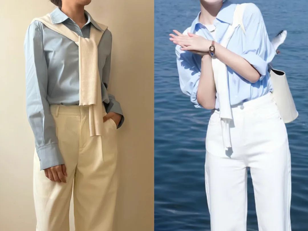 蓝白搭配氛围感穿搭,蓝白搭配清爽又迷人