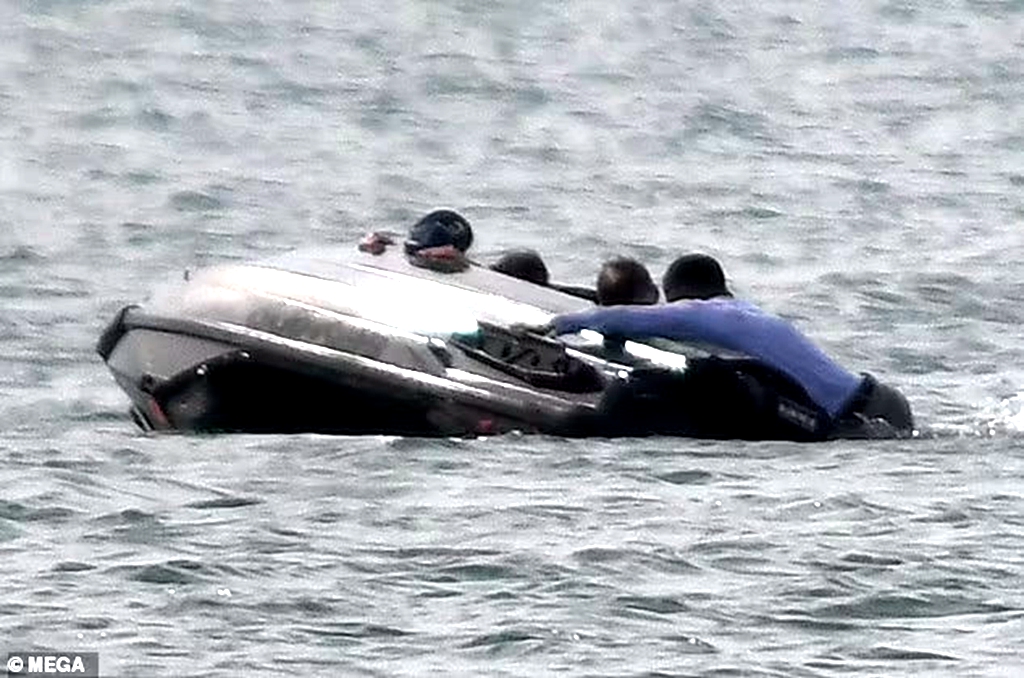 小七驾驶水上摩托翻车，四个人跌入海里，贝克汉姆可能要被罚款了