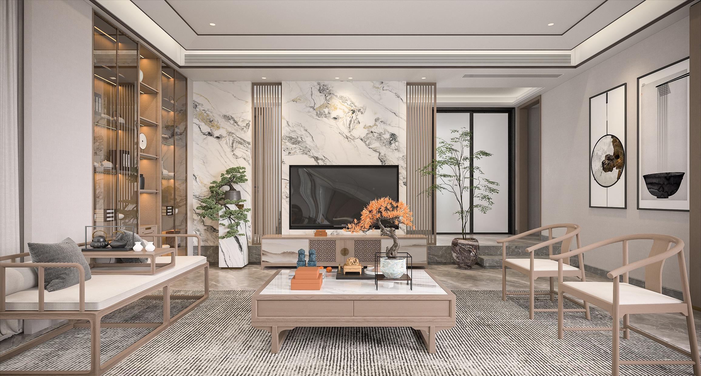 别墅设计中式装修风格效果图,新古典风格别墅装修设计元素详解