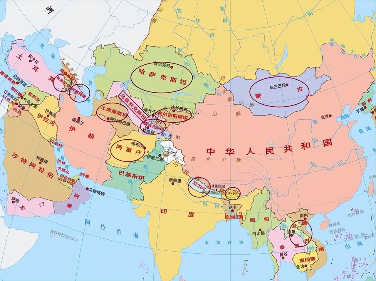 中国有哪些陆上相邻国,和中国陆地边界接壤的国家有几个