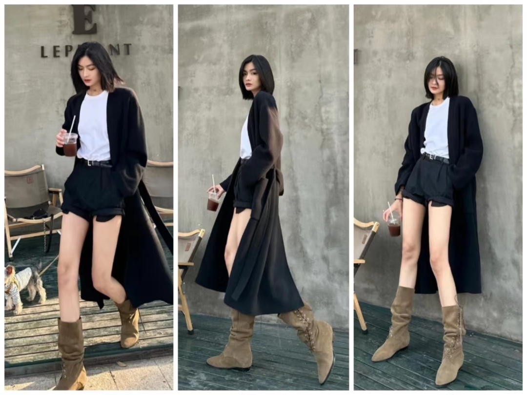 大衣搭长靴知性十足,大衣配阔腿裤让你气场翻倍