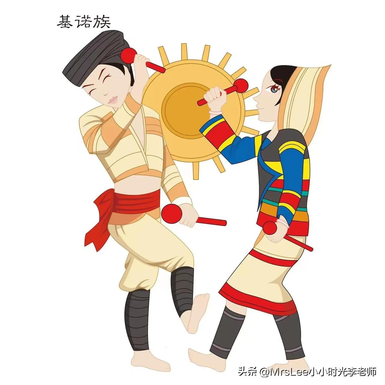 56个民族插图单人,56个民族插图画