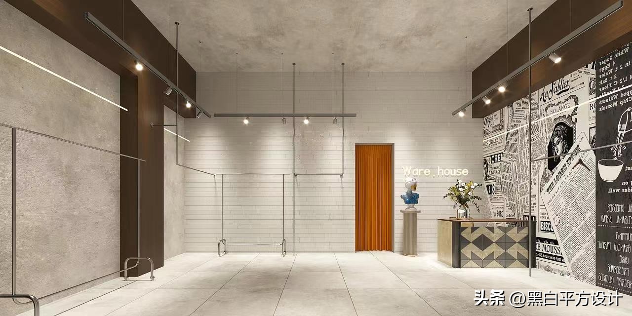 极简风女装店设计图,潮流女装店设计效果图