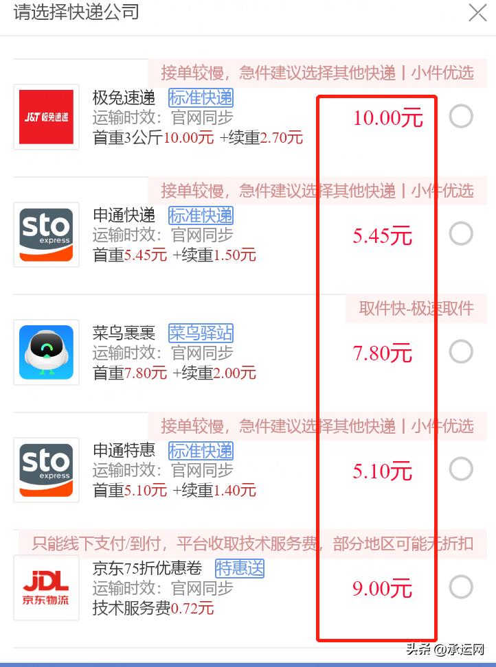 寄快递首重免费寄,网上寄快递和店里寄快递哪个便宜