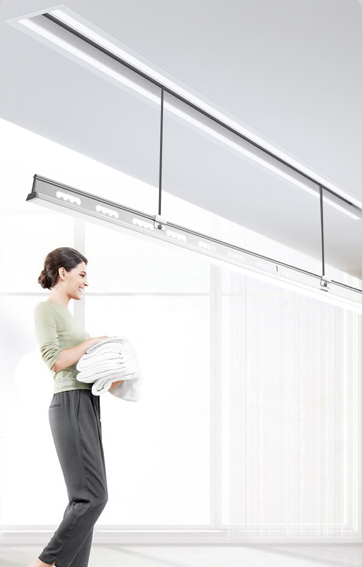 阳台蜂窝板吊顶晾衣机,吊顶安装晾衣架示意图