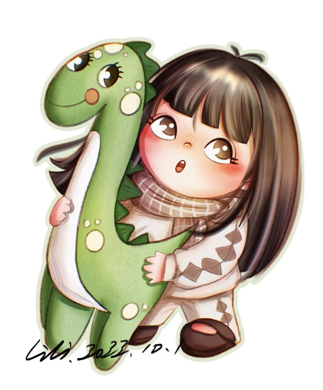 插画可爱乖巧的萌少女看了就喜欢,冷淡少年活泼少女插画