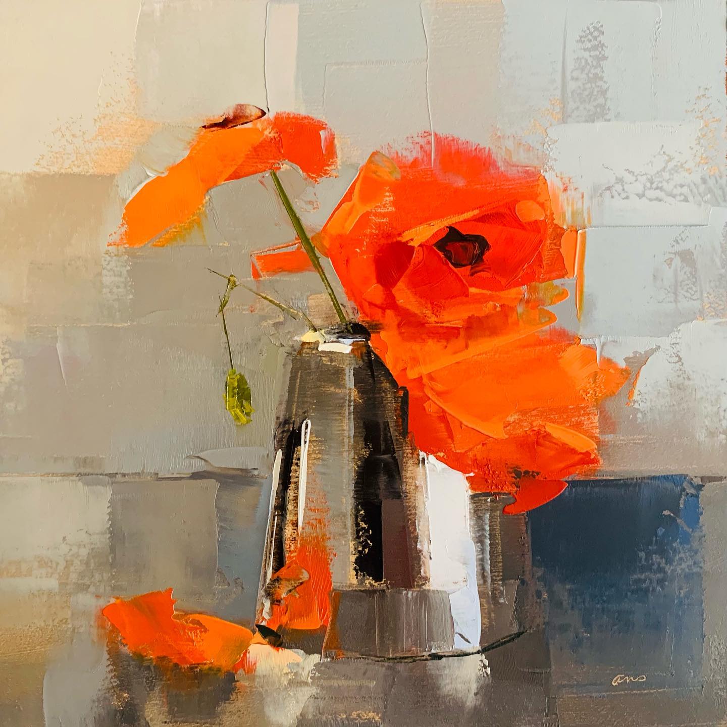 大色块静物油画,油画静物花卉色块