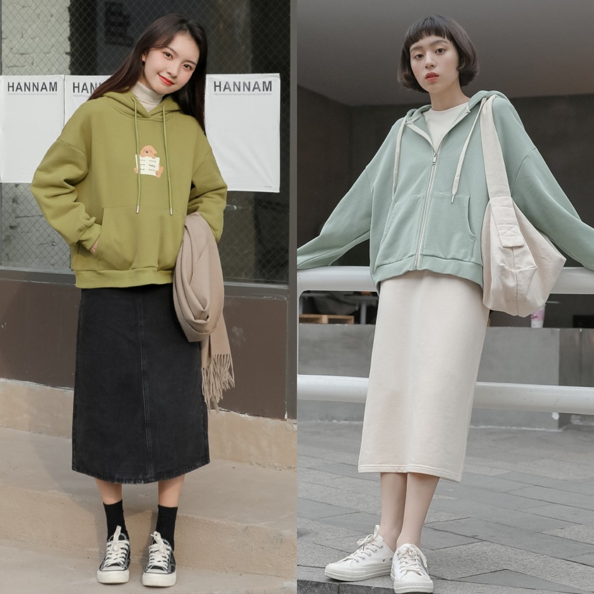 卫衣今年流行这样搭时髦又减龄,卫衣半裙秋天这样穿简直美爆了