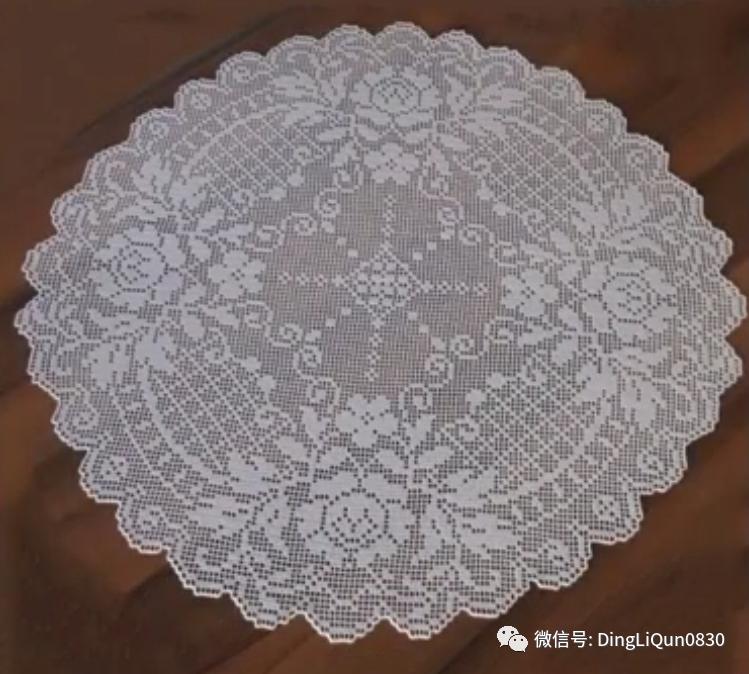 针织钩花小桌布,毛线编织钩花桌布图案