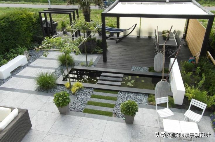 简洁清爽的现代景观别墅庭院赏析,现代简约别墅园林设计效果图