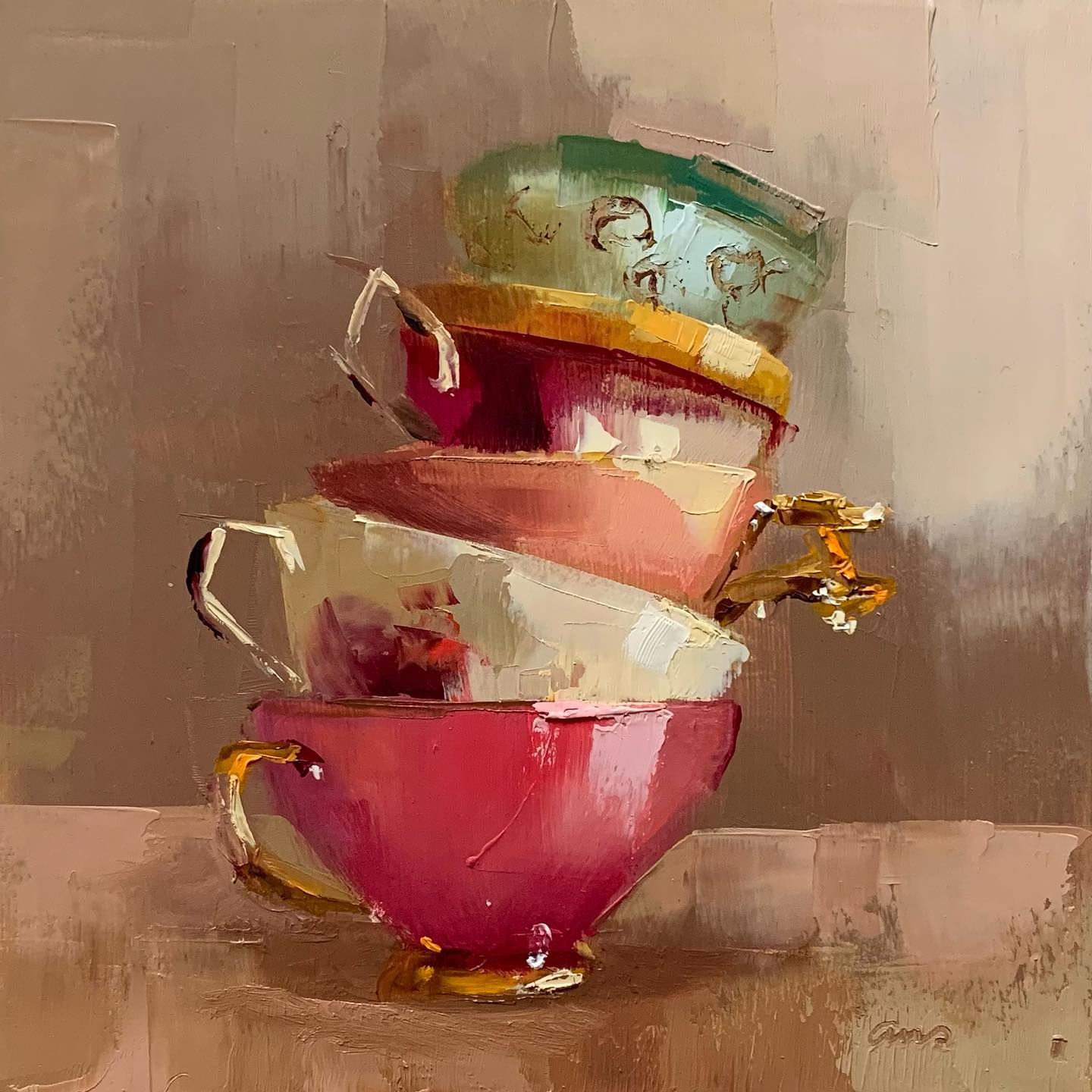 大色块静物油画,油画静物花卉色块