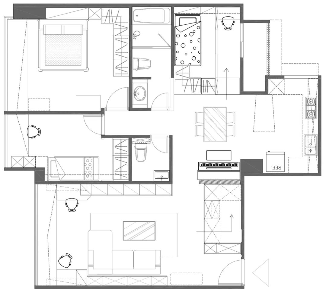 精装房如何打全屋柜子,实用70平方两室一厅全屋打柜子