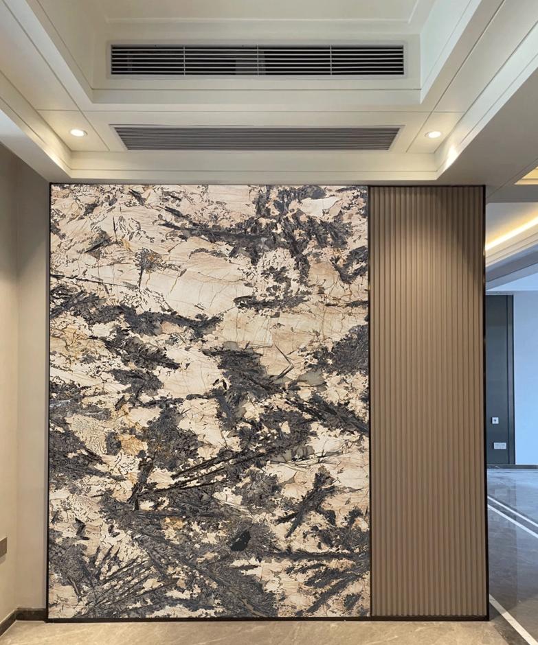 高级大理石背景墙轻奢,孔雀蓝奢石电视背景墙