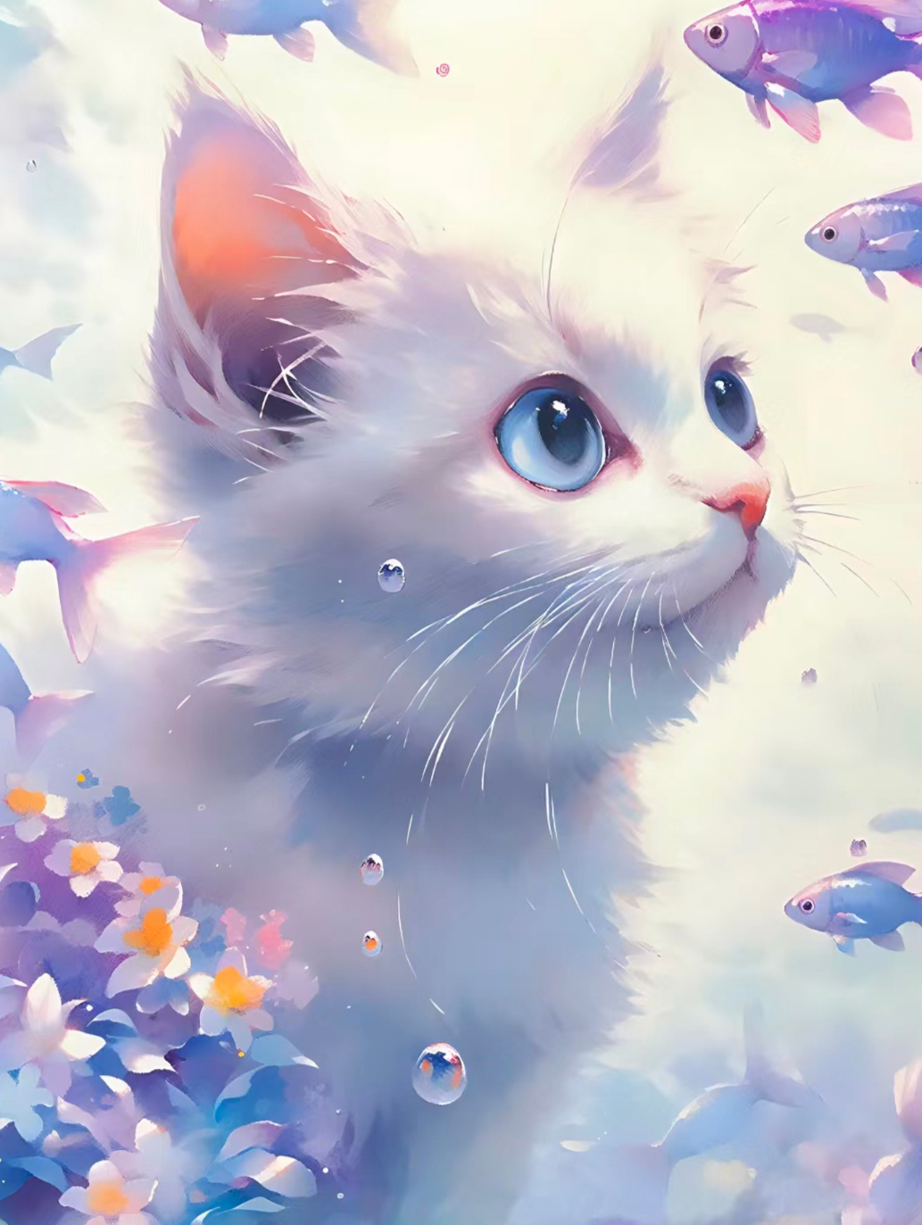 猫咪高清壁纸4k全屏60帧,萌萌哒粉色花篮里的猫咪图片壁纸