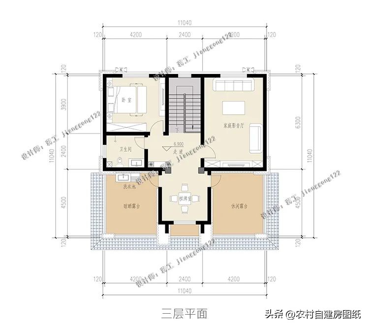 双拼三层别墅占地共120平图片大全,小户型三层半别墅图片大全最新款