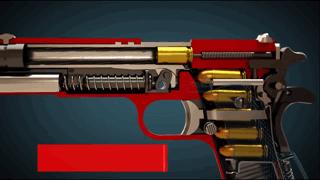 为什么手枪空挂时枪管会翘起来,手枪套筒为什么会自动后退