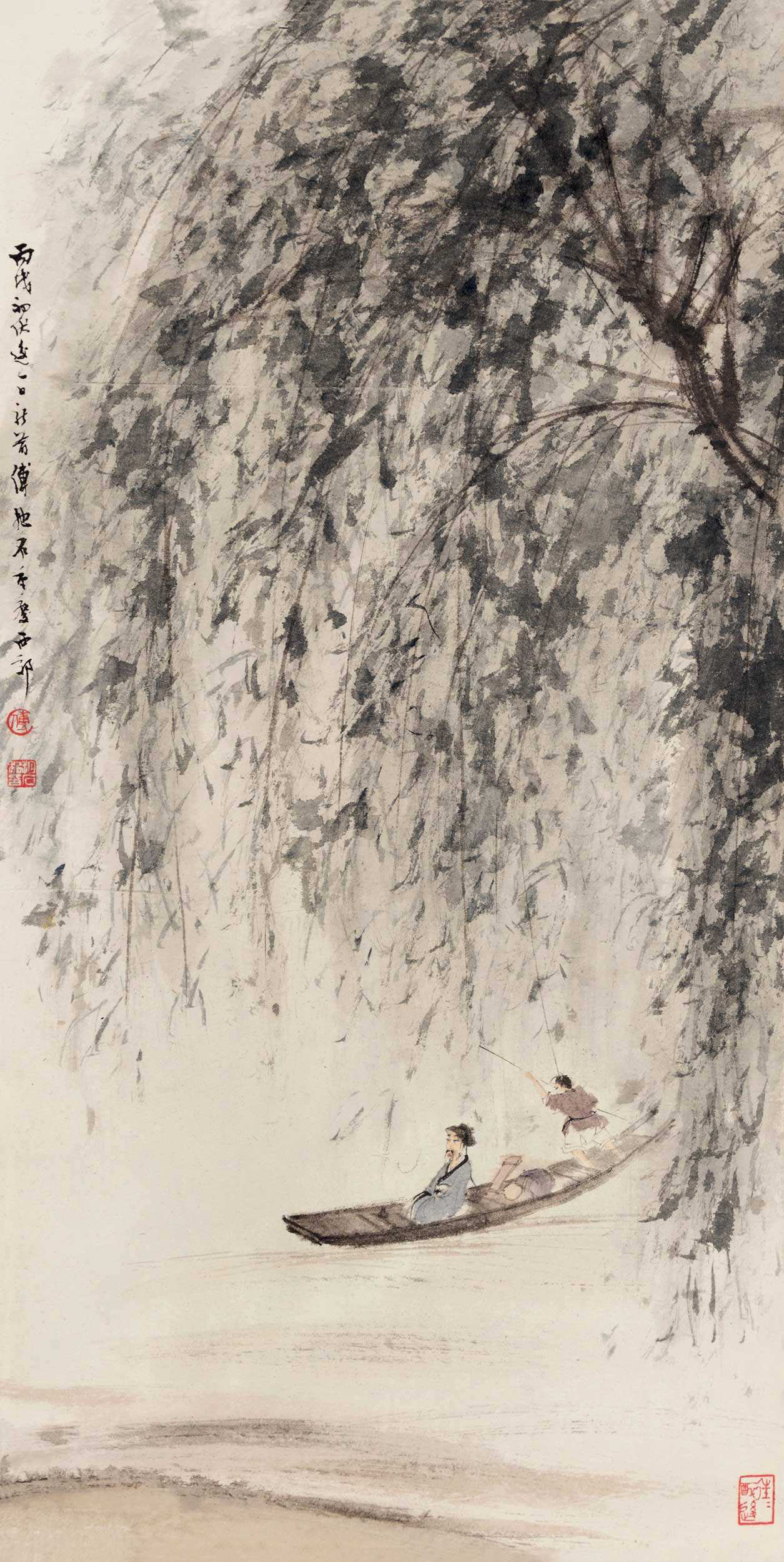 傅抱石山水临摹,傅抱石山水画流水图