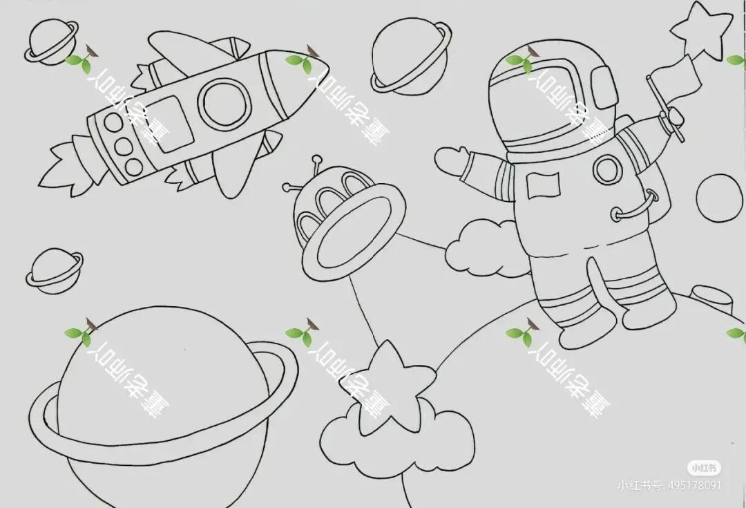 关于中国航天科技创新的绘画,描绘中国航天未来发展绘画