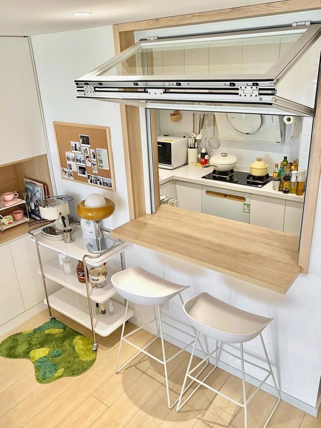 100款开放式厨房设计带吧台,17平方开放式厨房餐厅一体吧台