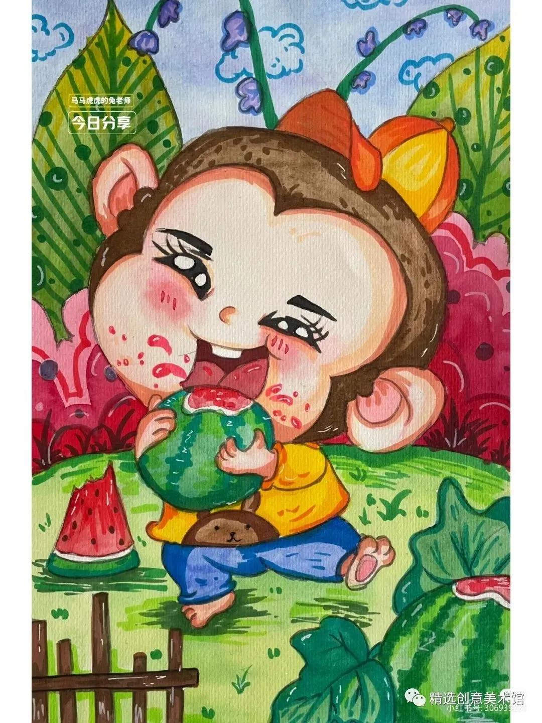 马克笔画儿童故事插画图,儿童简单马克笔绘画创意3-6岁