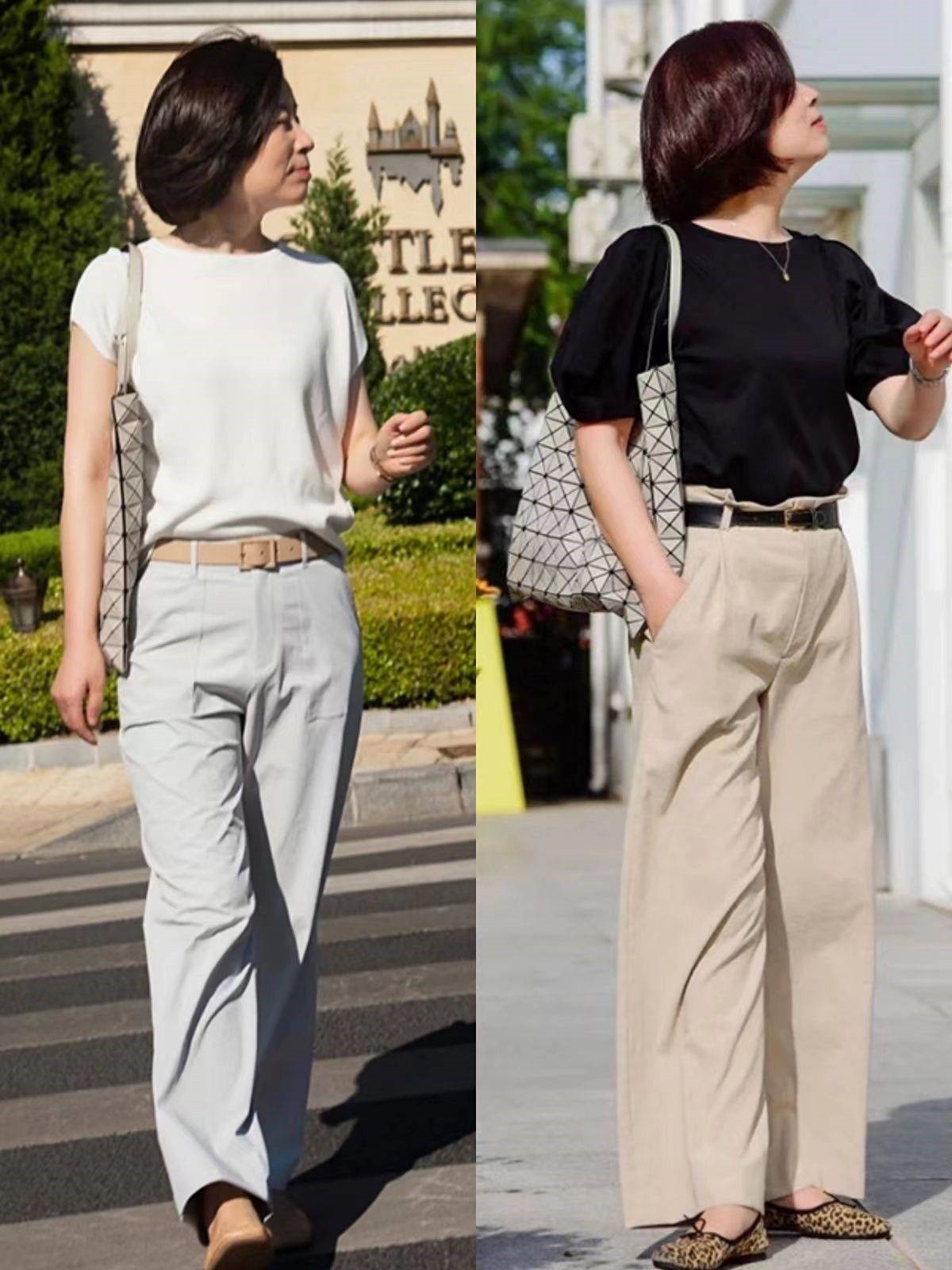 45岁女人穿直筒裤还是穿阔腿裤,中年女人穿阔腿裤直筒裤最合适