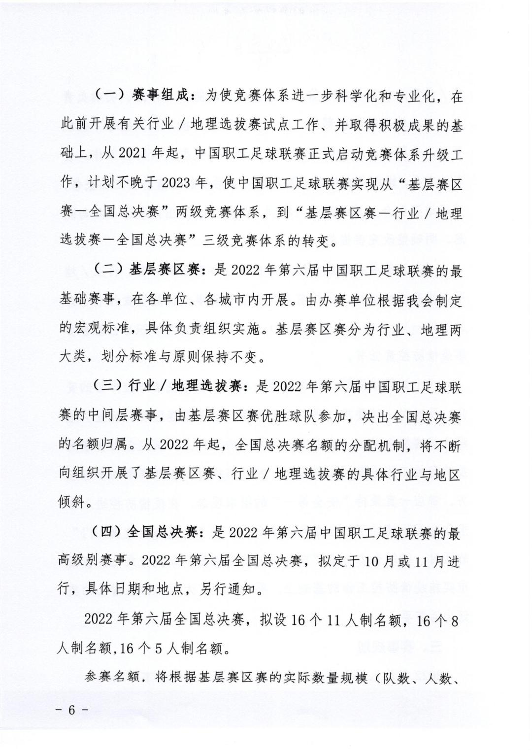 通知｜关于开展2022年第六届中国职工足球联赛的指引与通知