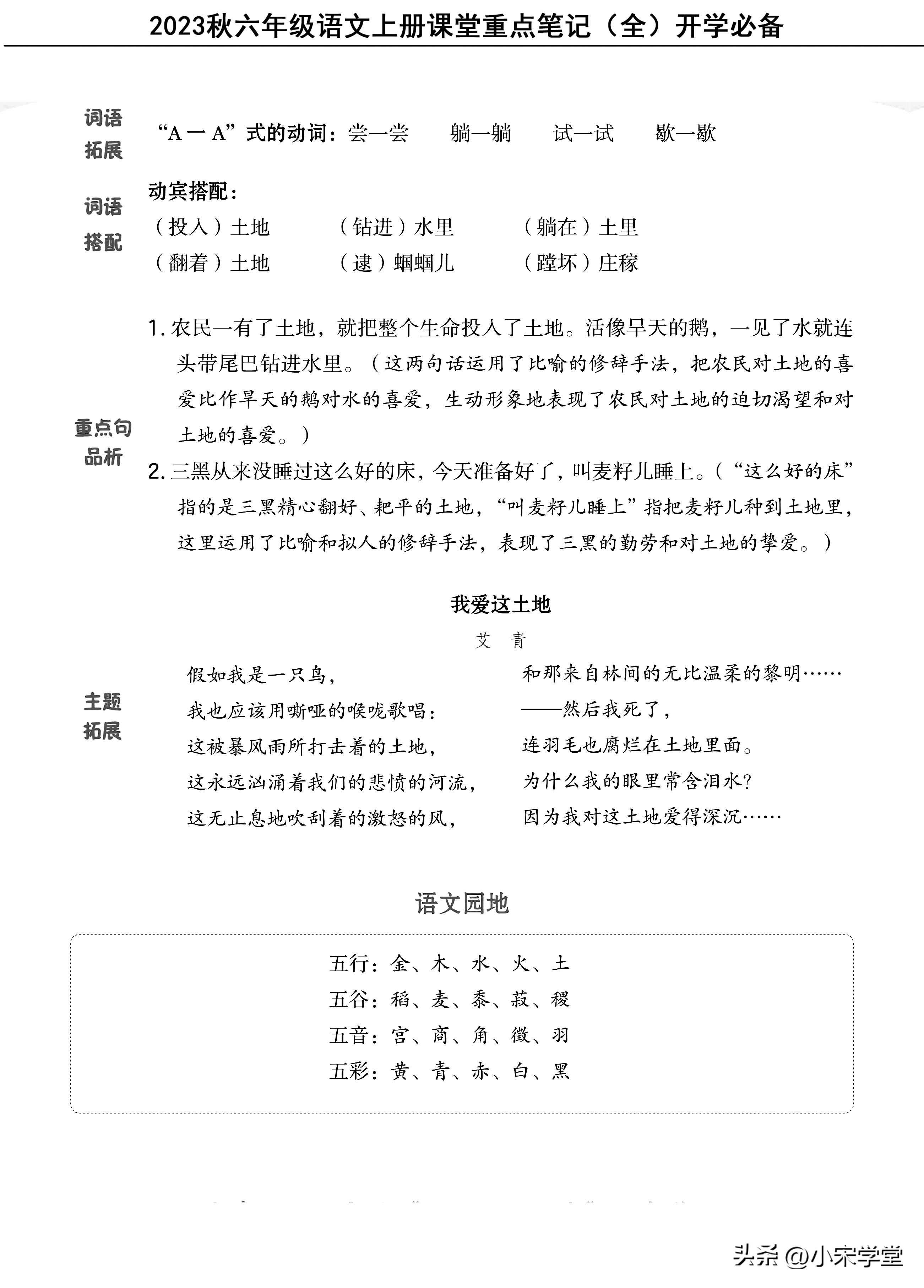 六年级上册语文人教版总复习考点,六年级上册语文重点知识总结2021