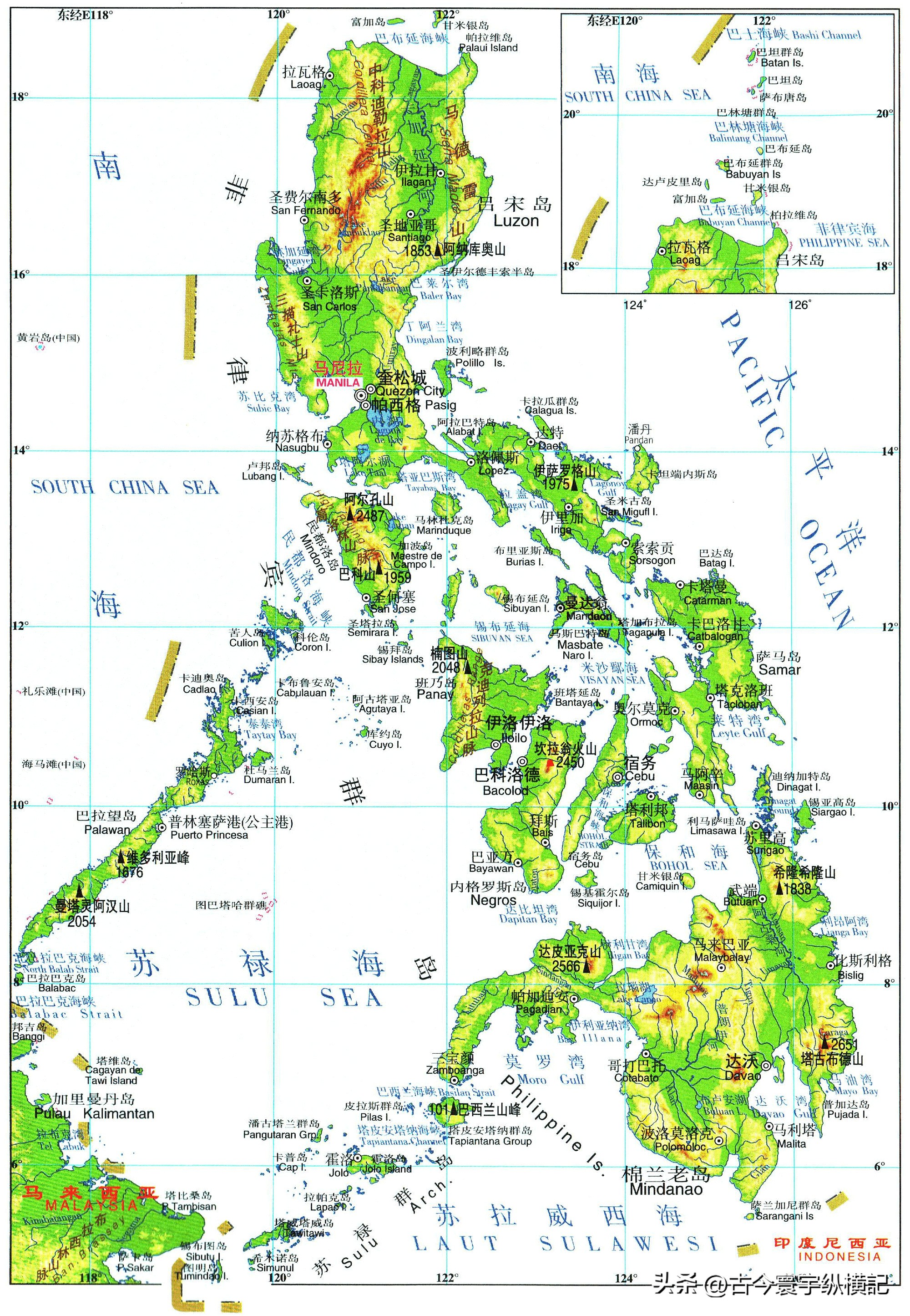 亚洲各国地形图（高清宜收藏）,亚洲大陆地形图
