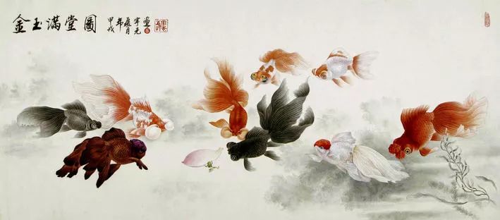 工笔画金鱼图片欣赏,金鱼工笔画精品欣赏
