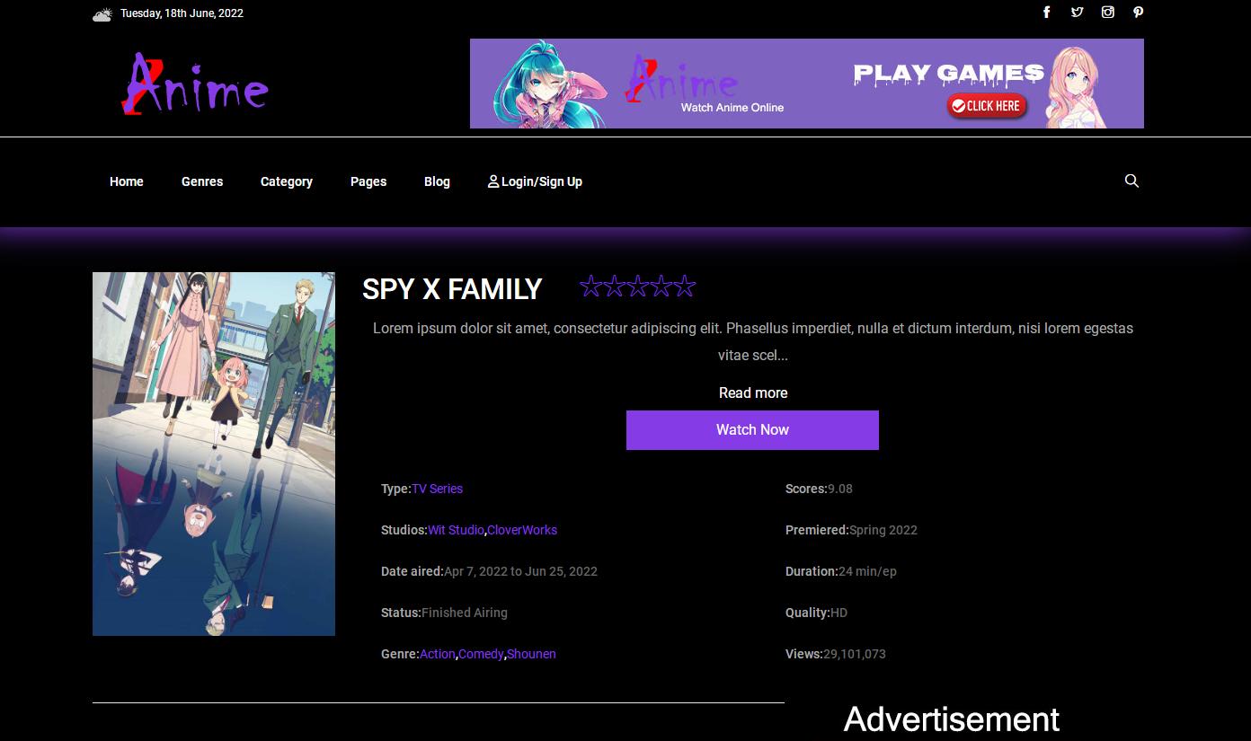 html5动漫模板,二次元漫画网站html模板
