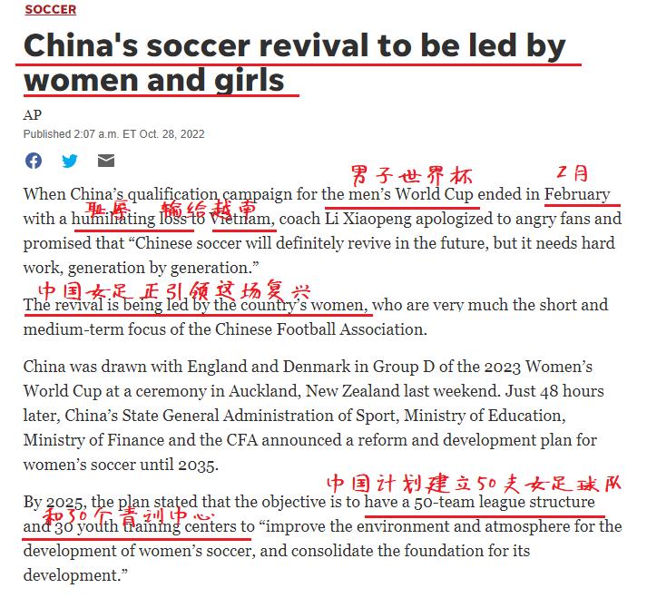 尴尬！《今日美国》杂志：中国足球的复兴将由妇女和女孩来引领
