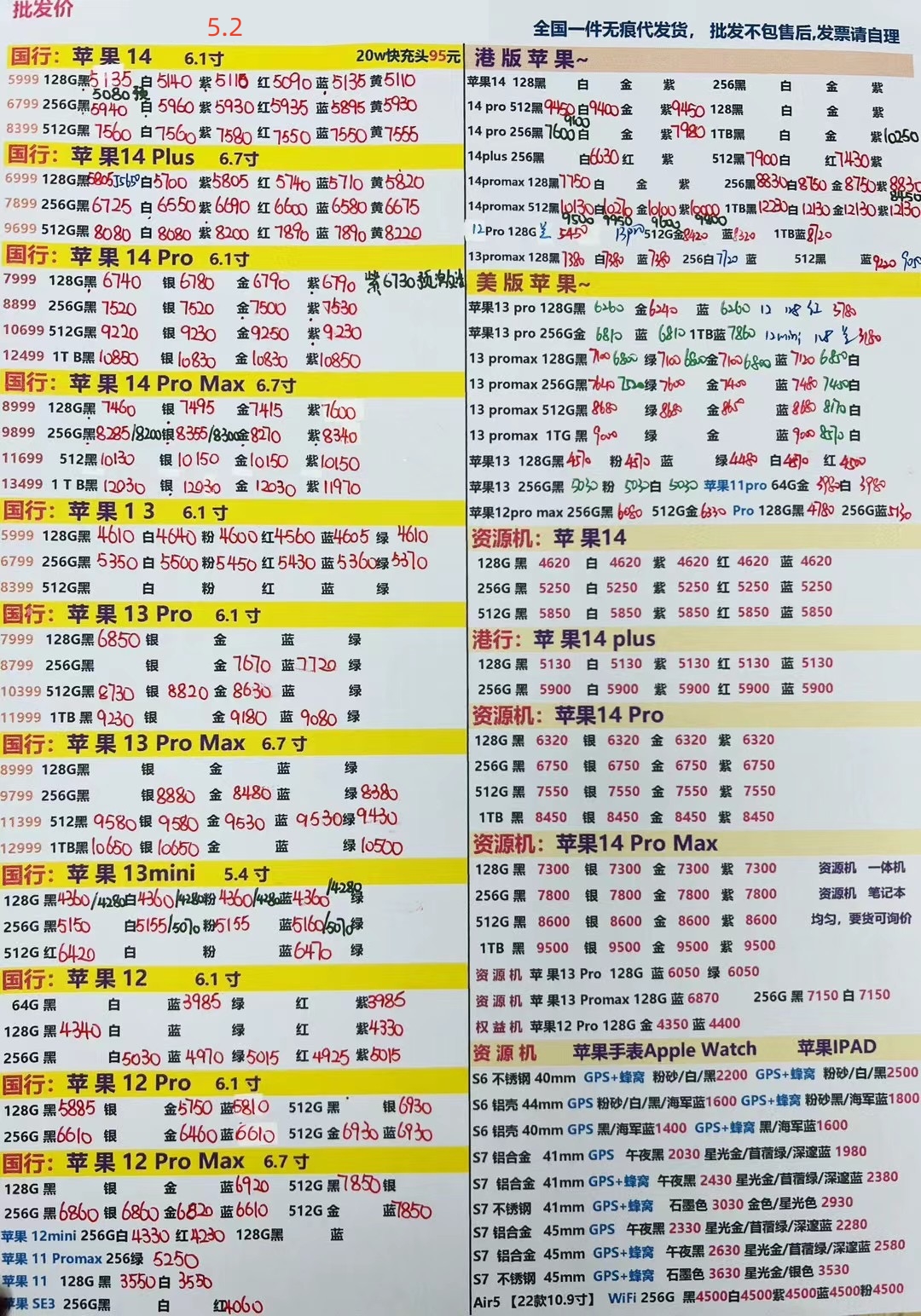 2023年2月华强北手机拿货价格表,华强北手机报价单每日更新