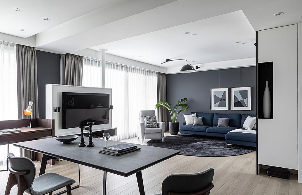 小户型客厅电视柜装修现代简约风,118户型适合满墙电视柜吗