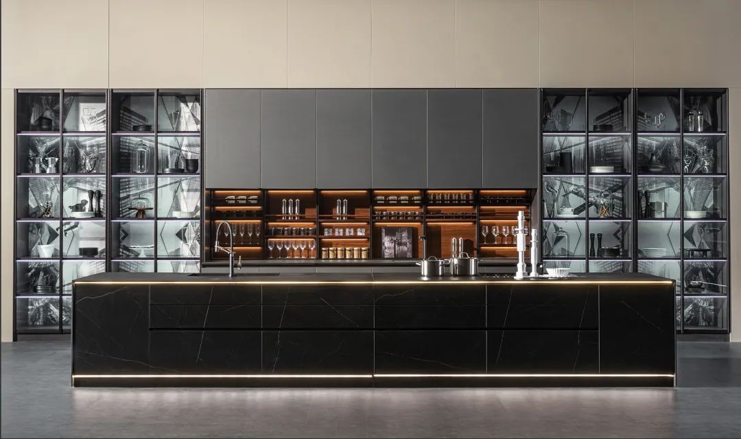 博洛尼浅灰色橱柜,博洛尼橱柜定制轻奢