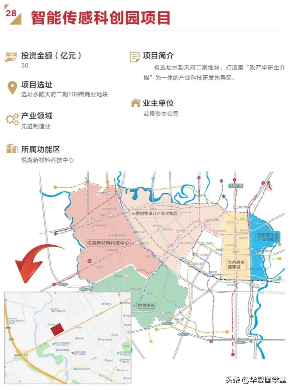 2022年武侯重大项目投资清单发布，看悦湖科技城这个区域如何布局