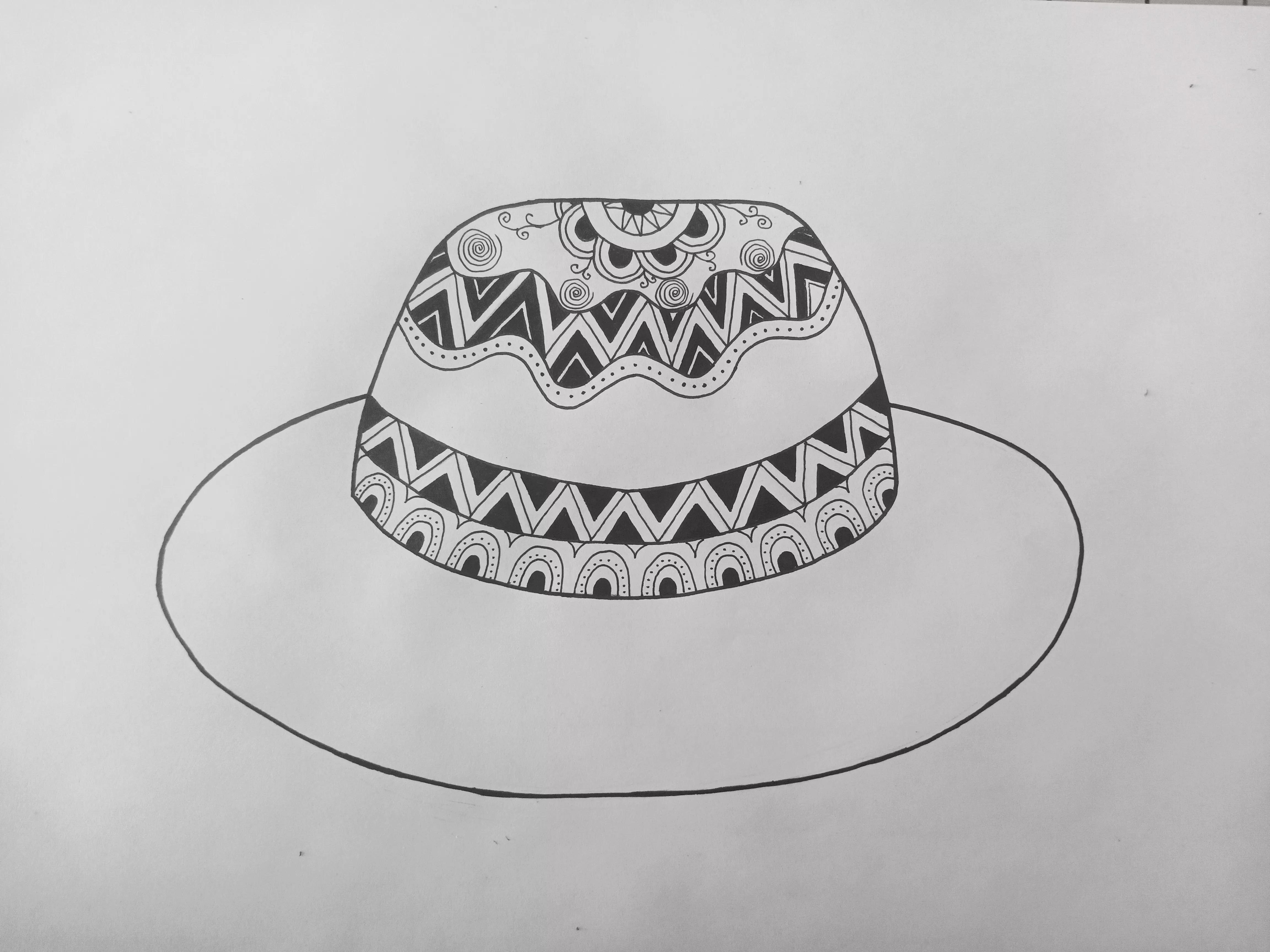 帽子线描创意画,帽子线描画装饰