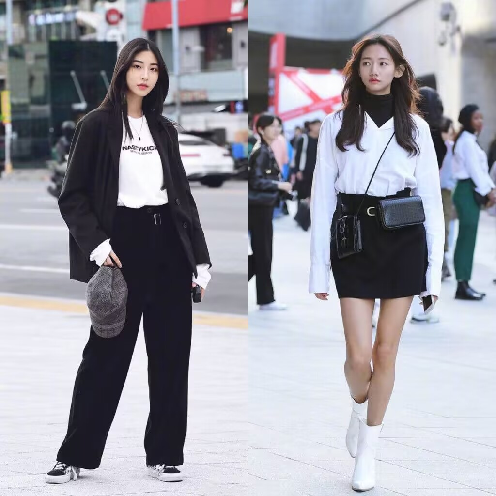 韩系高级感穿搭黑色,韩国黑色气质女穿搭
