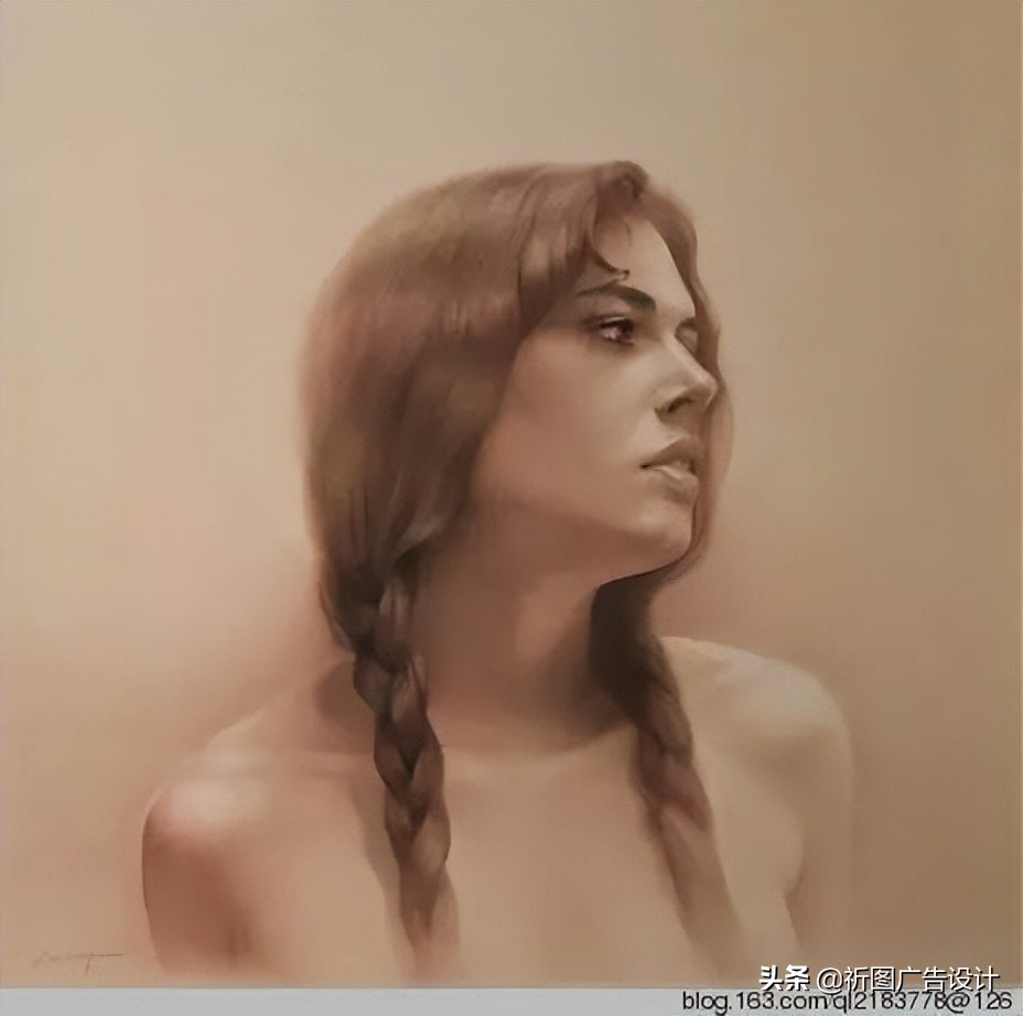 彩色粉笔人像绘画,人像粉笔画