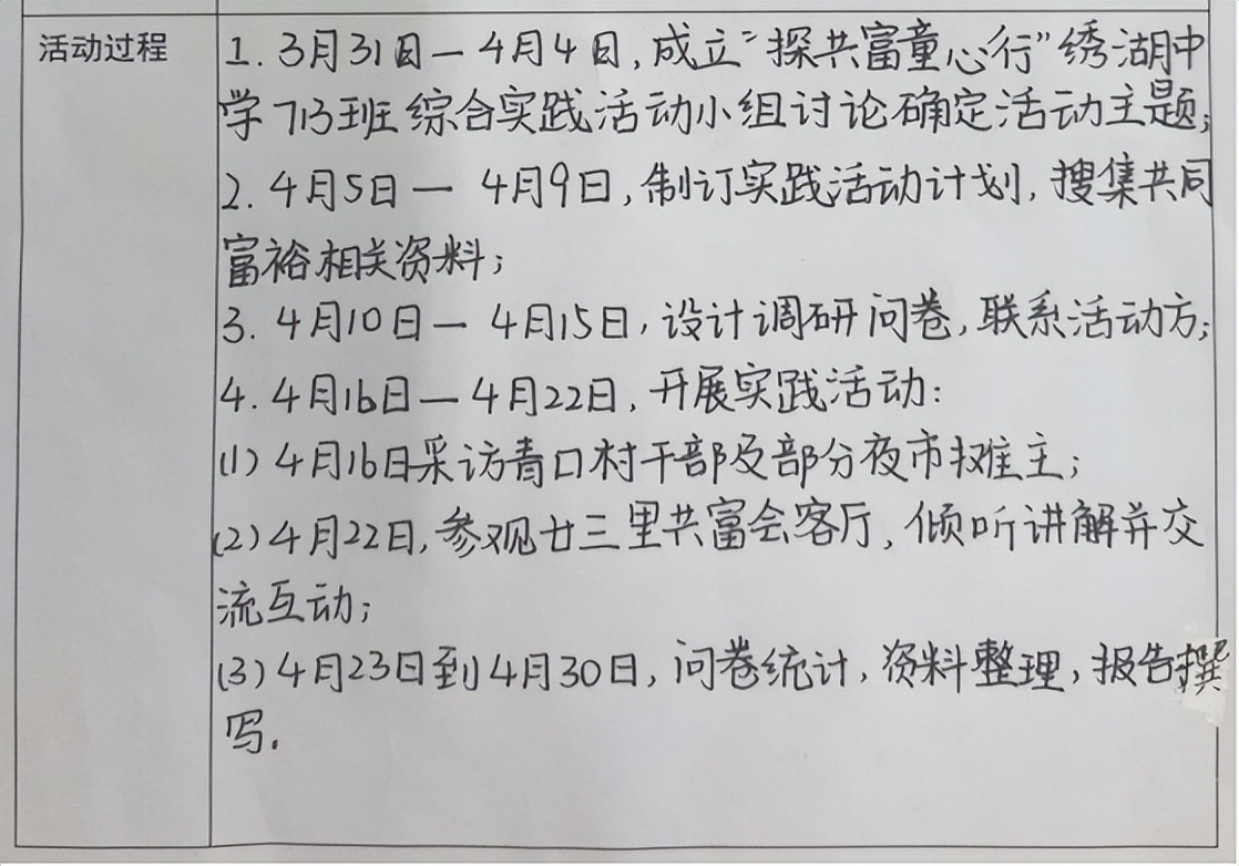 探共富、童心行——义乌市绣湖中学713班综合实践活动报告