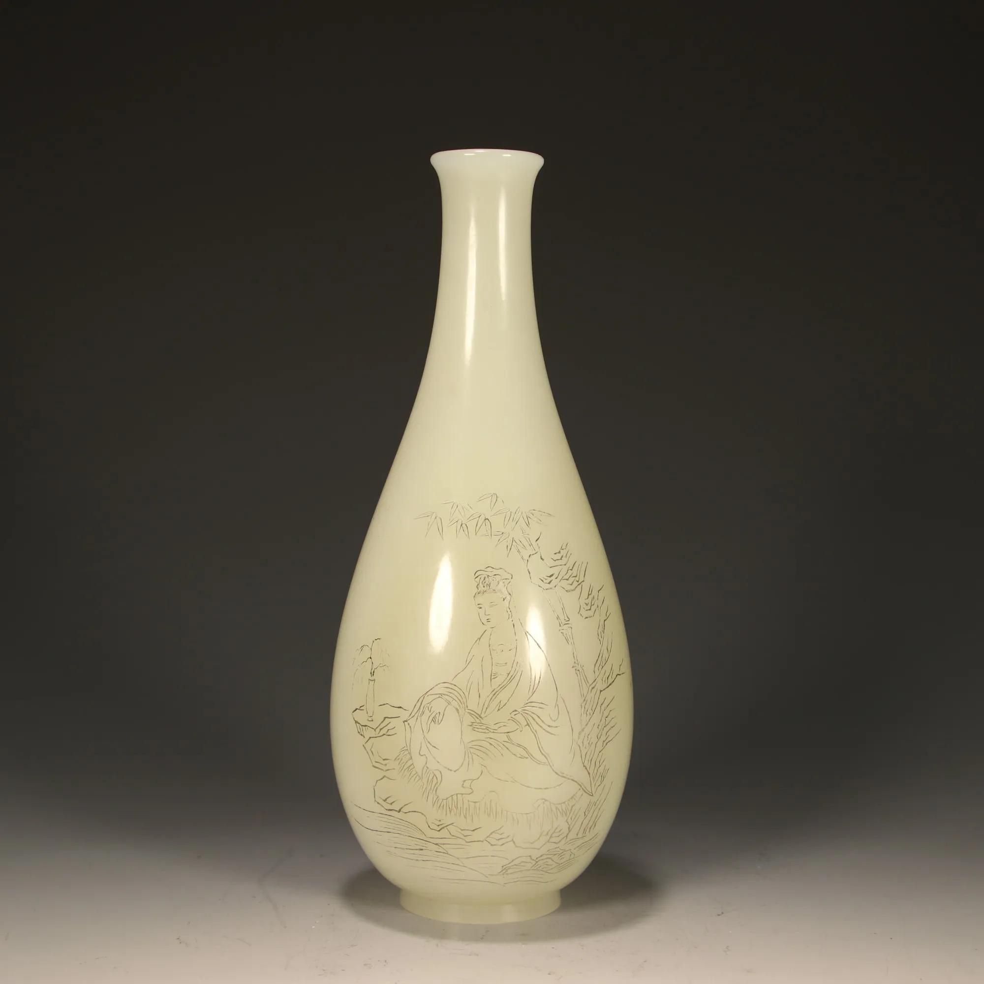 和田玉正装净瓶观音,和田玉净瓶观音15mm