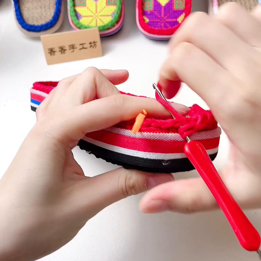 布条线横条纹包头拖鞋教程全集,布条线图案拖鞋教程最新款