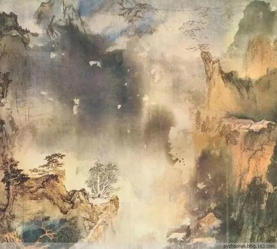 张大千的泼彩山水步骤,张大千泼墨泼彩山水赏析