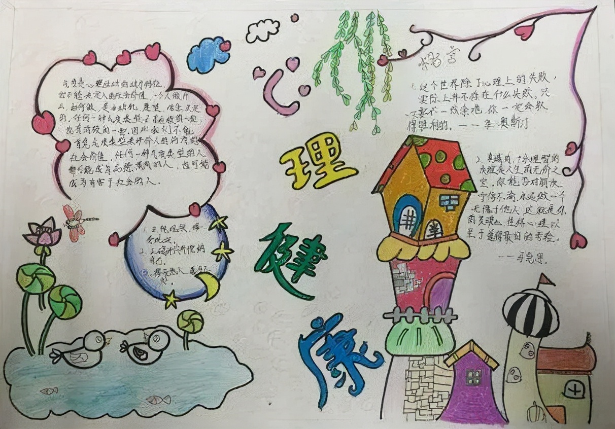 心理健康知识的手抄报怎么画,简单小学生心理健康手抄报100个字