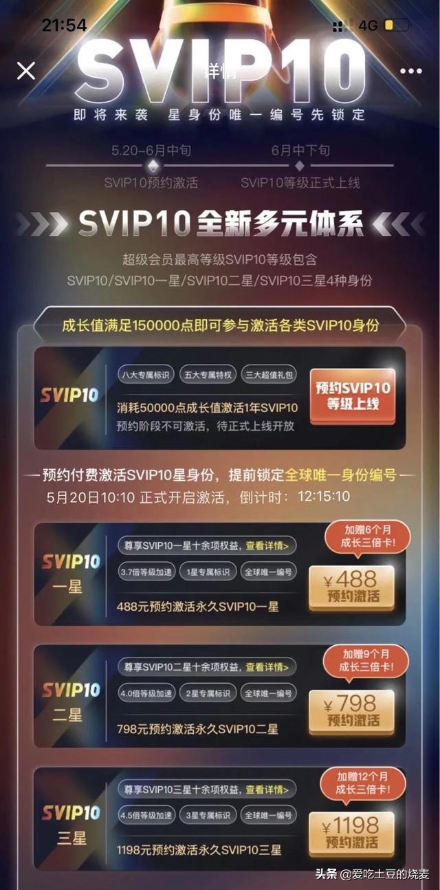 QQ会员svip10上线4.5倍等级加速+唯一编码售价1198